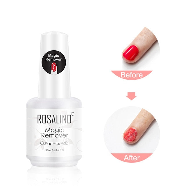 ROSALIND Magic Remover Gel Nail Polish Remover Within 2-3 MINS Peel off  Varnishes Base Top Coat without Soak off water