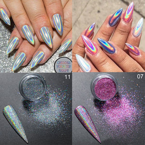 0.3g  Powder Nails Laser Silver Pink Glitter Chrome Nail Powder Shimmer Gel Polish Flakes for  Pigment