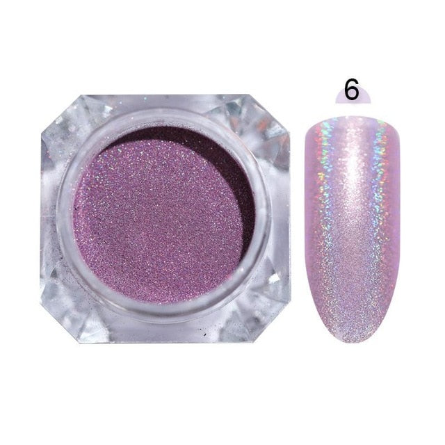 0.3g  Powder Nails Laser Silver Pink Glitter Chrome Nail Powder Shimmer Gel Polish Flakes for  Pigment