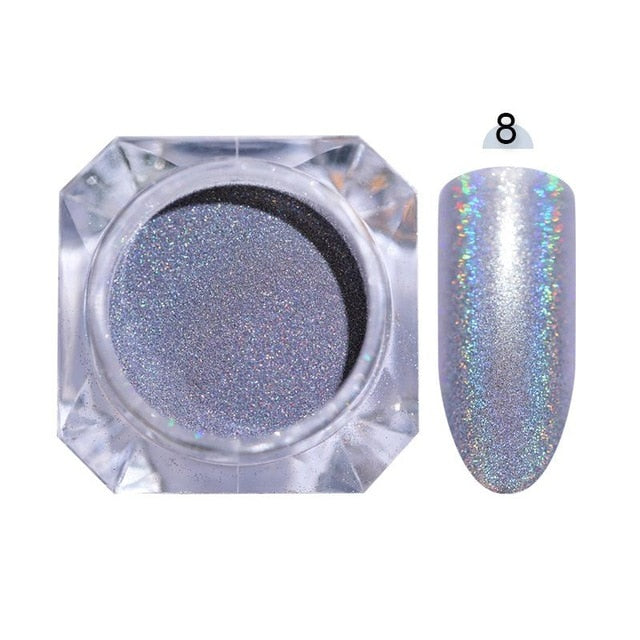 0.3g  Powder Nails Laser Silver Pink Glitter Chrome Nail Powder Shimmer Gel Polish Flakes for  Pigment