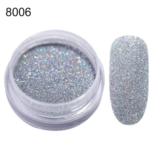0.3g  Powder Nails Laser Silver Pink Glitter Chrome Nail Powder Shimmer Gel Polish Flakes for  Pigment