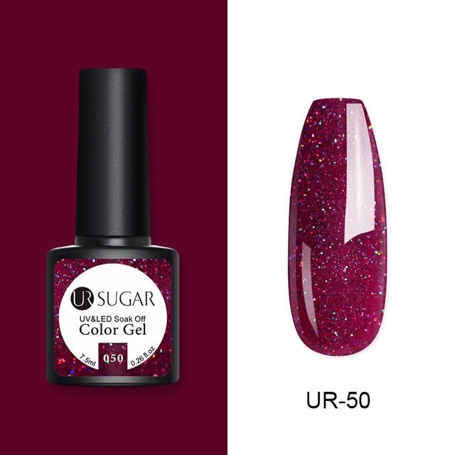 UR SUGAR 7.5ml Glitter UV Gel Nail Polish Glitter Sequins Soak Off UV Gel Varnish Colorful Nail Gel Polish DIY Nail Art Polish