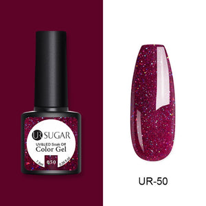 UR SUGAR 7.5ml Glitter UV Gel Nail Polish Glitter Sequins Soak Off UV Gel Varnish Colorful Nail Gel Polish DIY Nail Art Polish