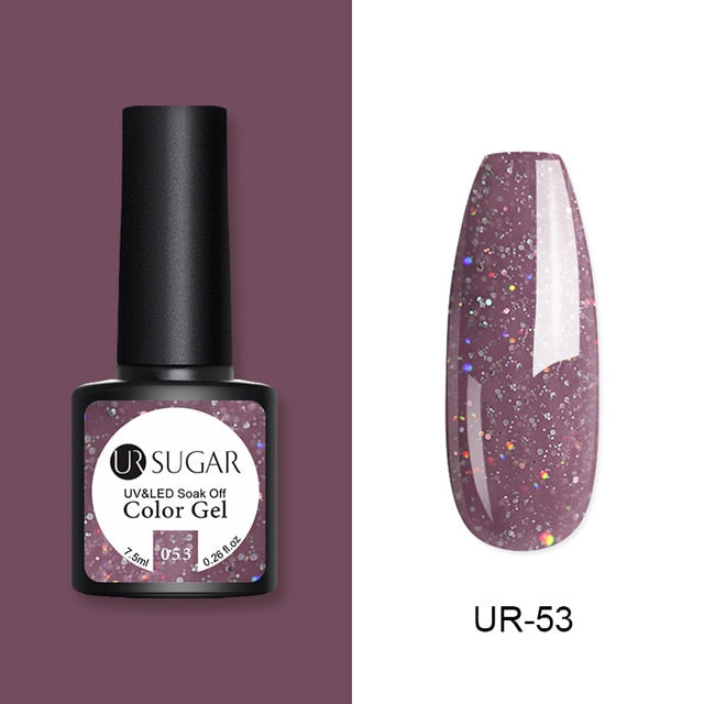 UR SUGAR 7.5ml Glitter UV Gel Nail Polish Glitter Sequins Soak Off UV Gel Varnish Colorful Nail Gel Polish DIY Nail Art Polish