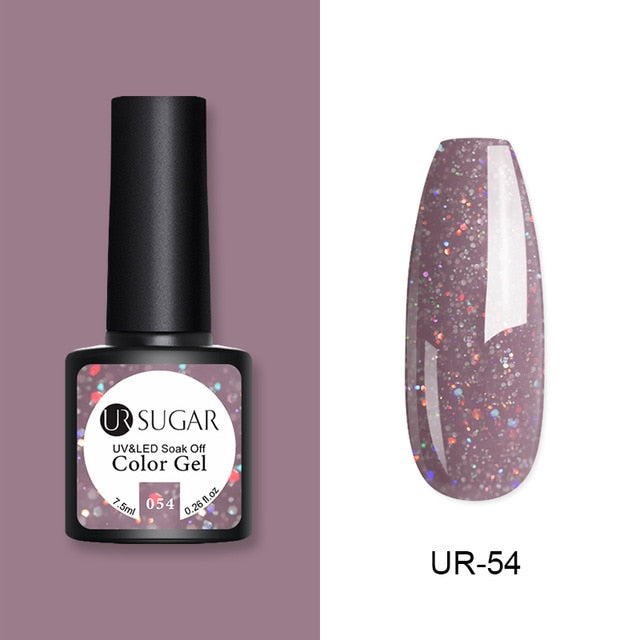 UR SUGAR 7.5ml Glitter UV Gel Nail Polish Glitter Sequins Soak Off UV Gel Varnish Colorful Nail Gel Polish DIY Nail Art Polish