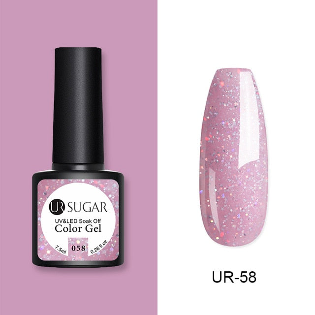 UR SUGAR 7.5ml Glitter UV Gel Nail Polish Glitter Sequins Soak Off UV Gel Varnish Colorful Nail Gel Polish DIY Nail Art Polish