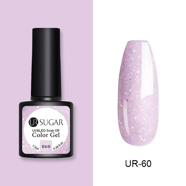 UR SUGAR 7.5ml Glitter UV Gel Nail Polish Glitter Sequins Soak Off UV Gel Varnish Colorful Nail Gel Polish DIY Nail Art Polish