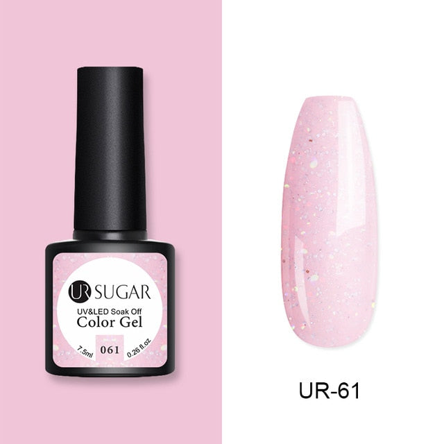UR SUGAR 7.5ml Glitter UV Gel Nail Polish Glitter Sequins Soak Off UV Gel Varnish Colorful Nail Gel Polish DIY Nail Art Polish