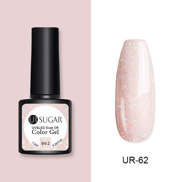 UR SUGAR 7.5ml Glitter UV Gel Nail Polish Glitter Sequins Soak Off UV Gel Varnish Colorful Nail Gel Polish DIY Nail Art Polish
