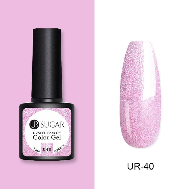 UR SUGAR 7.5ml Glitter UV Gel Nail Polish Glitter Sequins Soak Off UV Gel Varnish Colorful Nail Gel Polish DIY Nail Art Polish