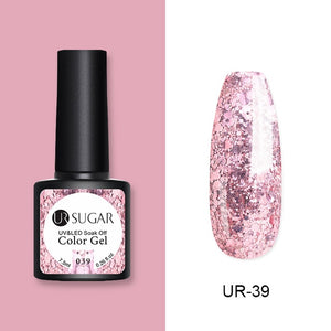 UR SUGAR 7.5ml Glitter UV Gel Nail Polish Glitter Sequins Soak Off UV Gel Varnish Colorful Nail Gel Polish DIY Nail Art Polish
