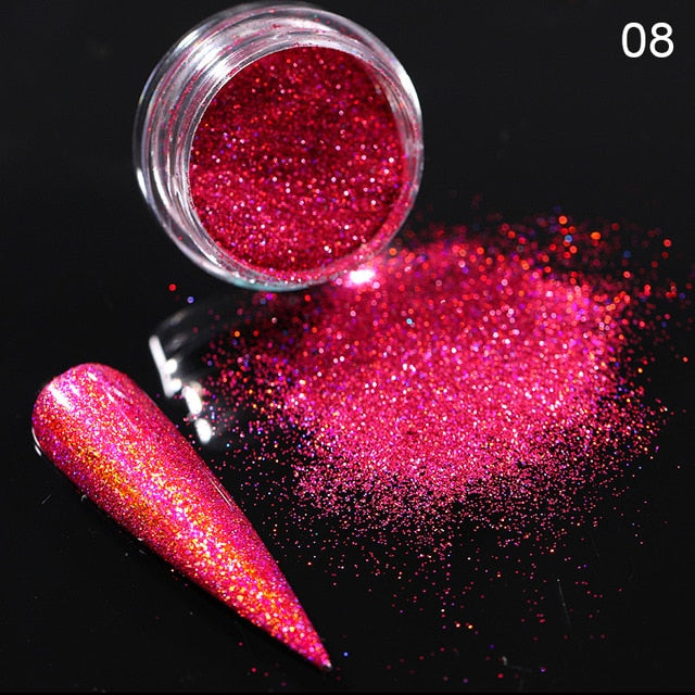 0.3g  Powder Nails Laser Silver Pink Glitter Chrome Nail Powder Shimmer Gel Polish Flakes for  Pigment