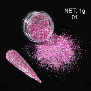 0.3g  Powder Nails Laser Silver Pink Glitter Chrome Nail Powder Shimmer Gel Polish Flakes for  Pigment