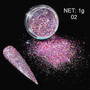 0.3g  Powder Nails Laser Silver Pink Glitter Chrome Nail Powder Shimmer Gel Polish Flakes for  Pigment