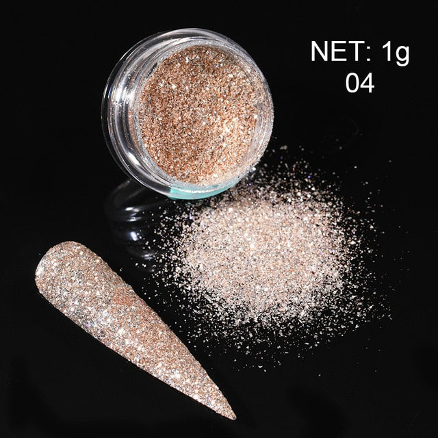 0.3g  Powder Nails Laser Silver Pink Glitter Chrome Nail Powder Shimmer Gel Polish Flakes for  Pigment