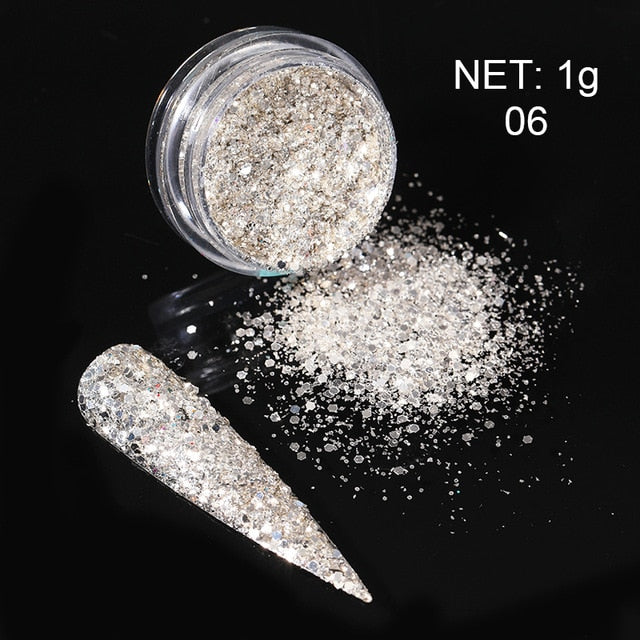 0.3g  Powder Nails Laser Silver Pink Glitter Chrome Nail Powder Shimmer Gel Polish Flakes for  Pigment