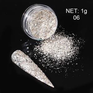 0.3g  Powder Nails Laser Silver Pink Glitter Chrome Nail Powder Shimmer Gel Polish Flakes for  Pigment