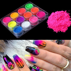 Neon Nail Powder Pigment Set Fluorenscence Spangle Nail Glitter Make Up Shimmer Shining Chrome Dust Decoration