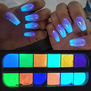 Neon Nail Powder Pigment Set Fluorenscence Spangle Nail Glitter Make Up Shimmer Shining Chrome Dust Decoration