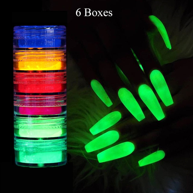 Neon Nail Powder Pigment Set Fluorenscence Spangle Nail Glitter Make Up Shimmer Shining Chrome Dust Decoration