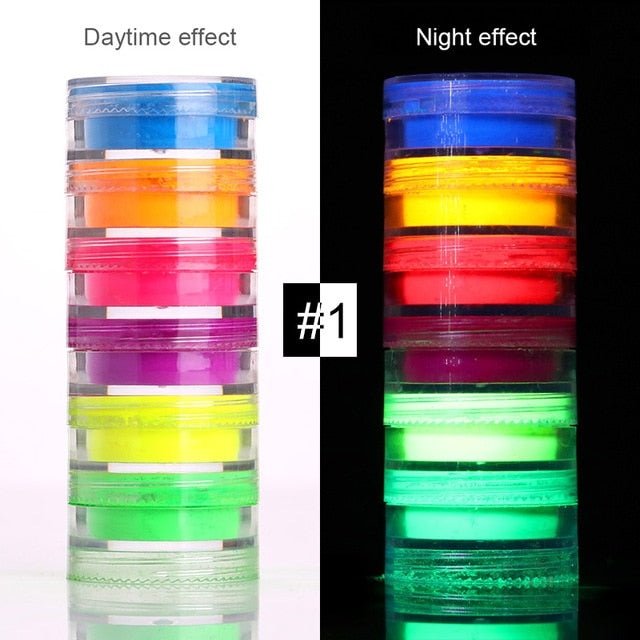 Neon Nail Powder Pigment Set Fluorenscence Spangle Nail Glitter Make Up Shimmer Shining Chrome Dust Decoration