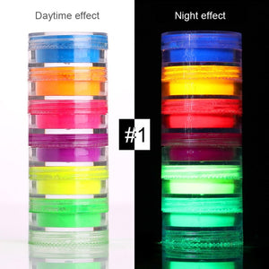 Neon Nail Powder Pigment Set Fluorenscence Spangle Nail Glitter Make Up Shimmer Shining Chrome Dust Decoration