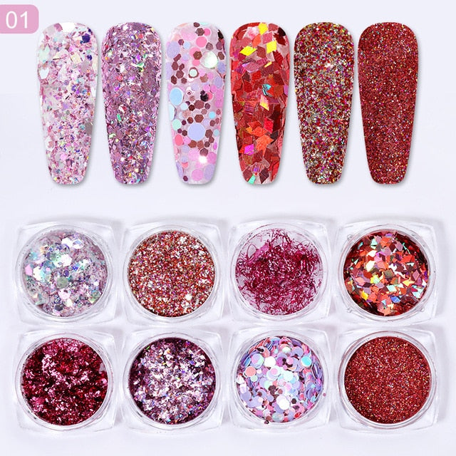 Neon Nail Powder Pigment Set Fluorenscence Spangle Nail Glitter Make Up Shimmer Shining Chrome Dust Decoration