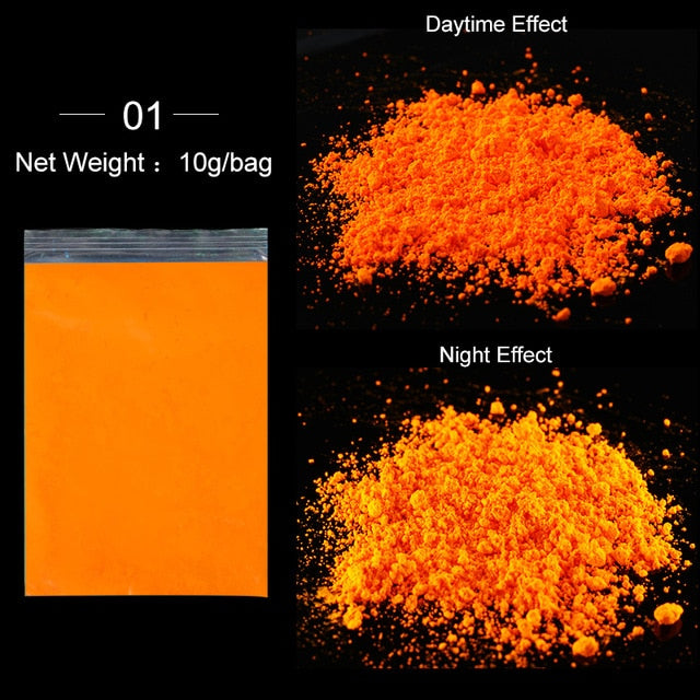 Neon Nail Powder Pigment Set Fluorenscence Spangle Nail Glitter Make Up Shimmer Shining Chrome Dust Decoration