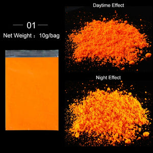 Neon Nail Powder Pigment Set Fluorenscence Spangle Nail Glitter Make Up Shimmer Shining Chrome Dust Decoration