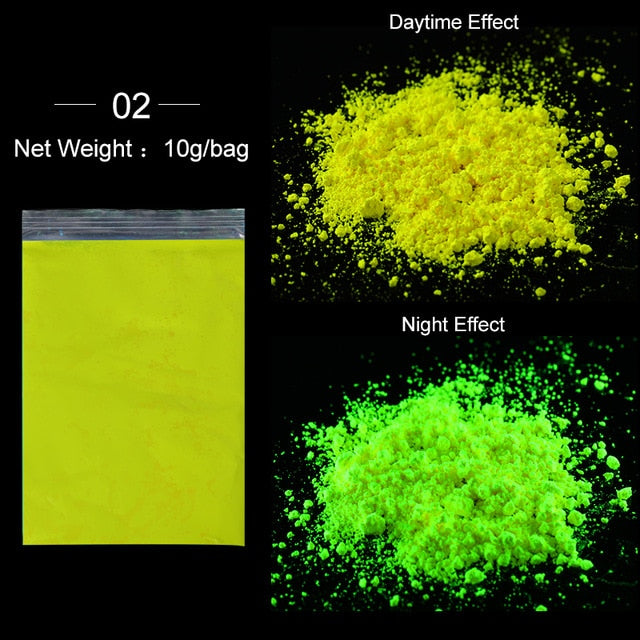 Neon Nail Powder Pigment Set Fluorenscence Spangle Nail Glitter Make Up Shimmer Shining Chrome Dust Decoration