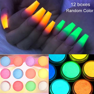 Neon Nail Powder Pigment Set Fluorenscence Spangle Nail Glitter Make Up Shimmer Shining Chrome Dust Decoration