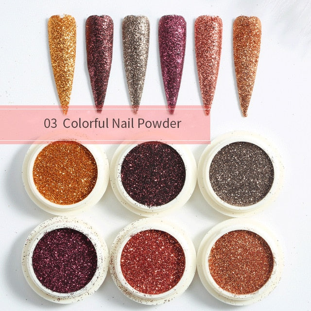 Neon Nail Powder Pigment Set Fluorenscence Spangle Nail Glitter Make Up Shimmer Shining Chrome Dust Decoration