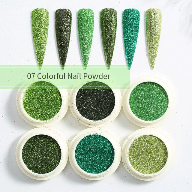 Neon Nail Powder Pigment Set Fluorenscence Spangle Nail Glitter Make Up Shimmer Shining Chrome Dust Decoration