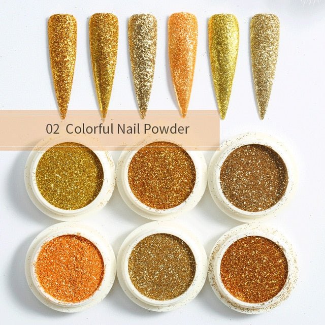 Neon Nail Powder Pigment Set Fluorenscence Spangle Nail Glitter Make Up Shimmer Shining Chrome Dust Decoration