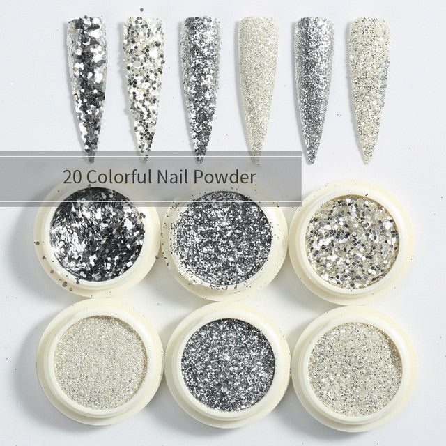 Neon Nail Powder Pigment Set Fluorenscence Spangle Nail Glitter Make Up Shimmer Shining Chrome Dust Decoration