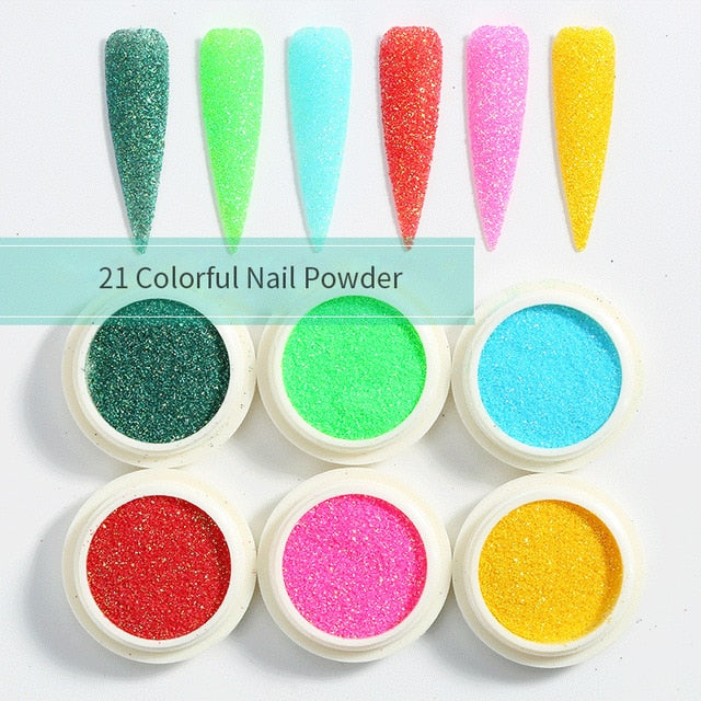 Neon Nail Powder Pigment Set Fluorenscence Spangle Nail Glitter Make Up Shimmer Shining Chrome Dust Decoration