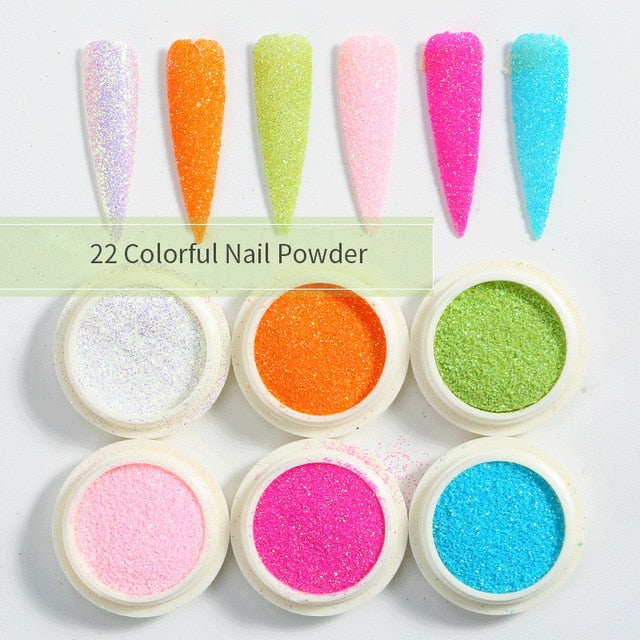 Neon Nail Powder Pigment Set Fluorenscence Spangle Nail Glitter Make Up Shimmer Shining Chrome Dust Decoration