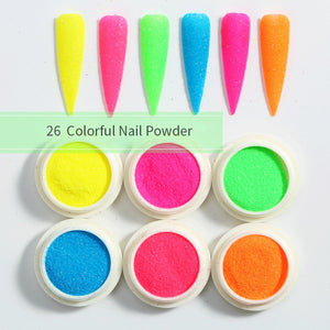 Neon Nail Powder Pigment Set Fluorenscence Spangle Nail Glitter Make Up Shimmer Shining Chrome Dust Decoration