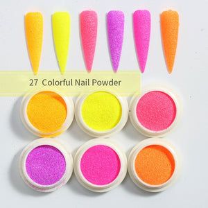 Neon Nail Powder Pigment Set Fluorenscence Spangle Nail Glitter Make Up Shimmer Shining Chrome Dust Decoration