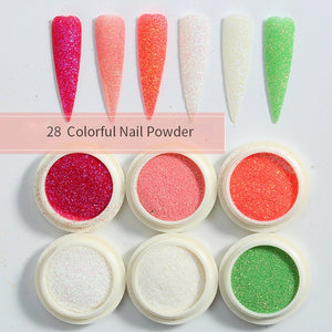Neon Nail Powder Pigment Set Fluorenscence Spangle Nail Glitter Make Up Shimmer Shining Chrome Dust Decoration