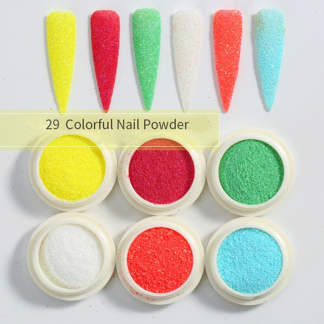 Neon Nail Powder Pigment Set Fluorenscence Spangle Nail Glitter Make Up Shimmer Shining Chrome Dust Decoration