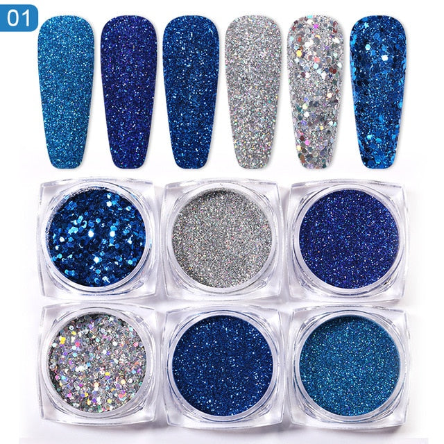 Neon Nail Powder Pigment Set Fluorenscence Spangle Nail Glitter Make Up Shimmer Shining Chrome Dust Decoration