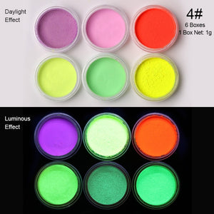 Neon Nail Powder Pigment Set Fluorenscence Spangle Nail Glitter Make Up Shimmer Shining Chrome Dust Decoration