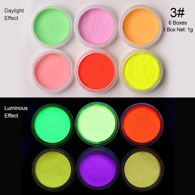 Neon Nail Powder Pigment Set Fluorenscence Spangle Nail Glitter Make Up Shimmer Shining Chrome Dust Decoration