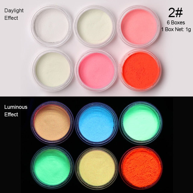 Neon Nail Powder Pigment Set Fluorenscence Spangle Nail Glitter Make Up Shimmer Shining Chrome Dust Decoration