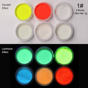 Neon Nail Powder Pigment Set Fluorenscence Spangle Nail Glitter Make Up Shimmer Shining Chrome Dust Decoration