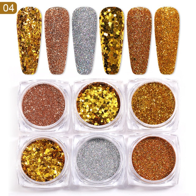 Neon Nail Powder Pigment Set Fluorenscence Spangle Nail Glitter Make Up Shimmer Shining Chrome Dust Decoration