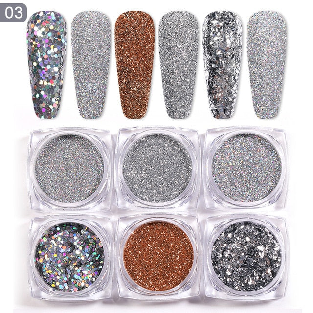 Neon Nail Powder Pigment Set Fluorenscence Spangle Nail Glitter Make Up Shimmer Shining Chrome Dust Decoration