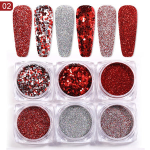 Neon Nail Powder Pigment Set Fluorenscence Spangle Nail Glitter Make Up Shimmer Shining Chrome Dust Decoration