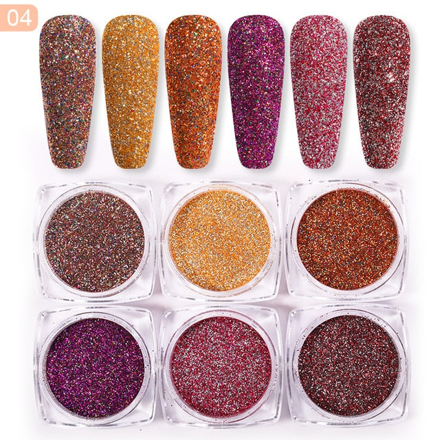 Neon Nail Powder Pigment Set Fluorenscence Spangle Nail Glitter Make Up Shimmer Shining Chrome Dust Decoration